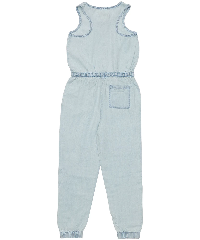 Silver Kids' G's Sleeveless Jumpsuit With Slanted Pockets