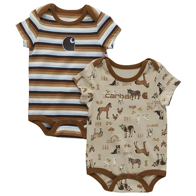 Carhartt Kids' Unisex Short Sleeve Farm Print 2 Piece Bodysuit Set