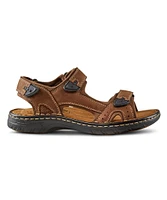 Denver Hayes Men's Parkdale FRESHTECH Leather Adjustable Straps Sandals - Brown