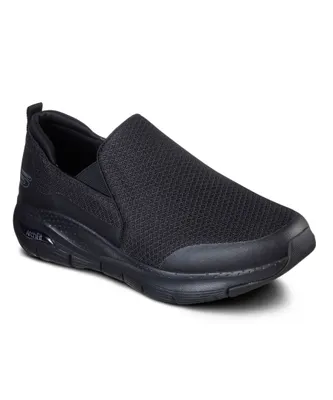 Skechers Men's Arch Fit Mesh Slip On Shoes Black - Wide