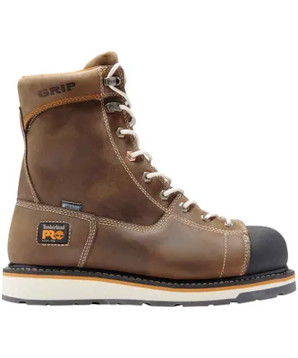 Timberland PRO Men's Alloy Toe Gridworks Waterproof 8 Inch Work Boot - Brown Full-Grain Leather