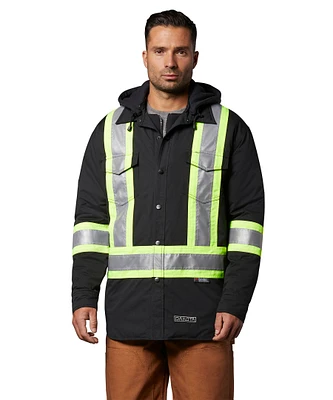 Dakota WorkPro Series Men's Class 1 Hi Vis Hooded Quilted Jac Shirt - Black