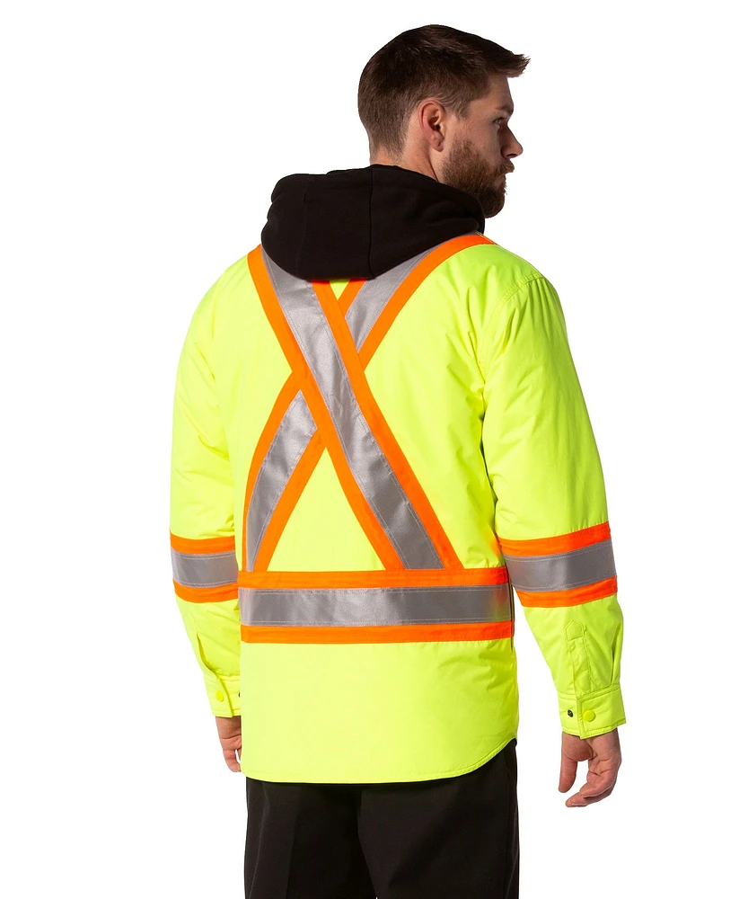 Dakota WorkPro Series Men's Class 2 Hi Vis Water Repellent Hooded Quilt Shirt Jacket