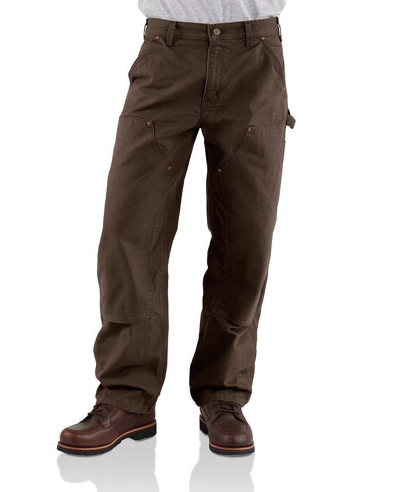 Carhartt Men's Washed Duck Loose Fit Double Front Mid Rise Dungaree Work Pants - Dark Brown