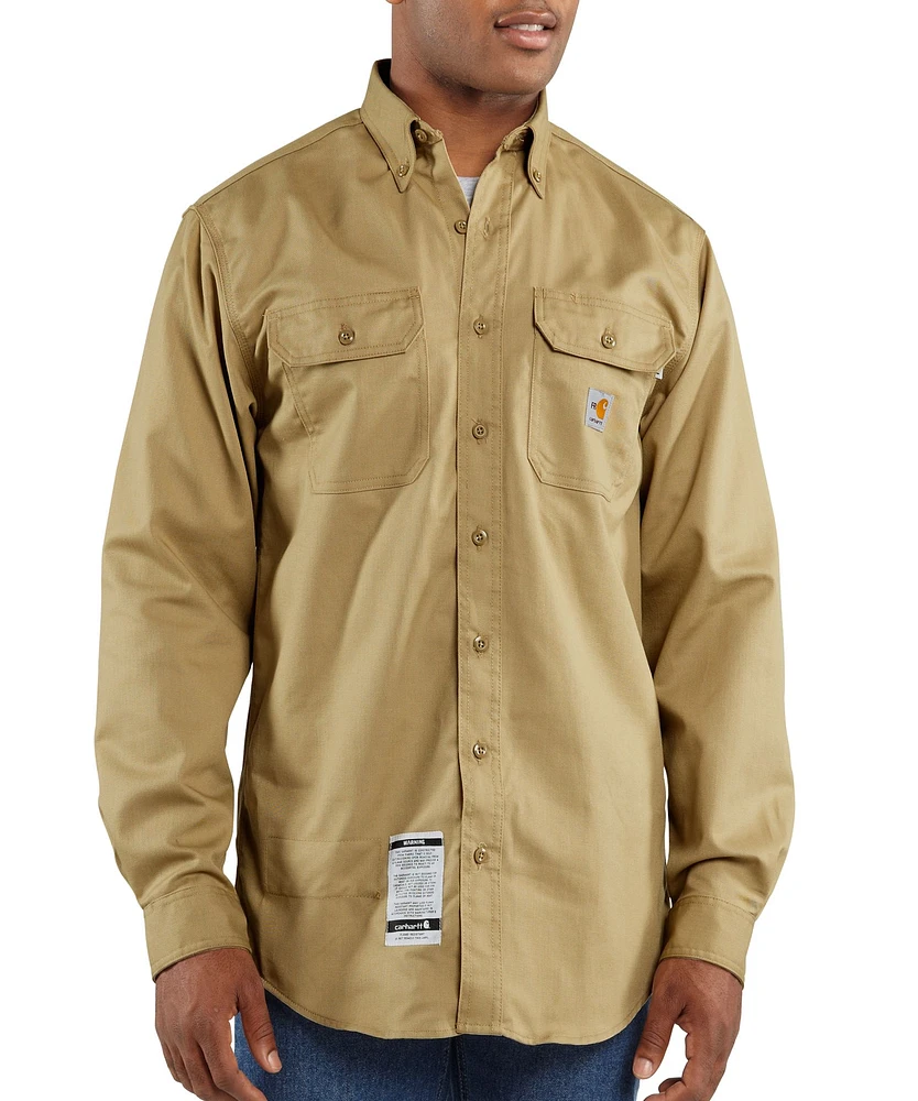 Carhartt Men's Flame Resistent Button Down Twill Shirt with Chest Pockets