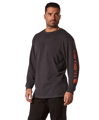 Carhartt Men's Signature Logo Long Sleeve T Shirt - Carbon Heather