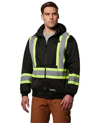 Dakota WorkPro Series Men's Hi-Visibility Lined Full-Zip Hooded Sweatshirt - Black