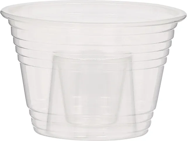 Amscan Clear Gelatin Shot Glasses Plastic Cups with Lids, 2.5oz, 50ct