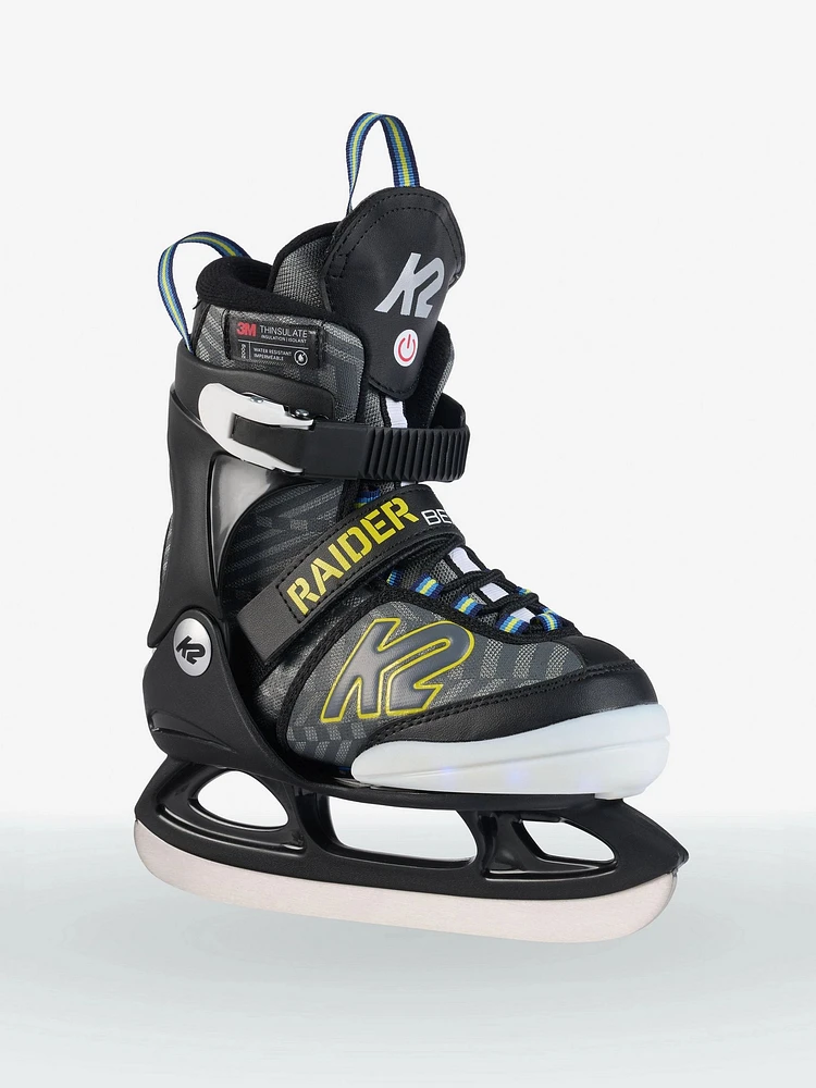 K2 Kid's Raider Beam Adjustable Light-Up Speed-Lace Ice Skates with Hockey Blades