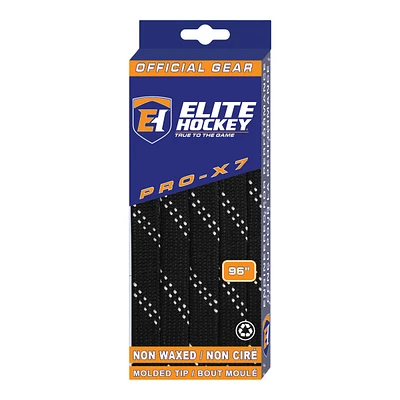 Elite Hockey Pro-X7 Non-Waxed Wide Skate Laces - Black/White