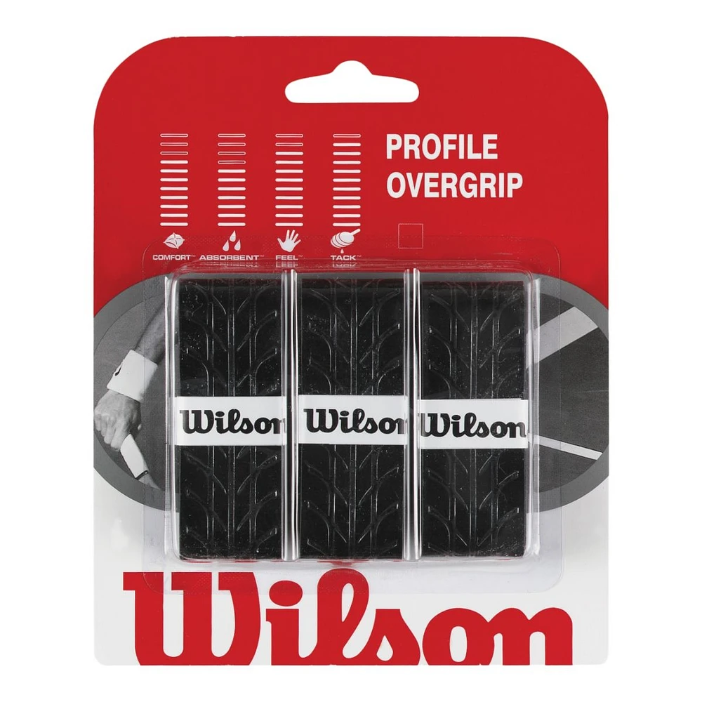 Wilson Profile Overgrip, Black, 3-Pack