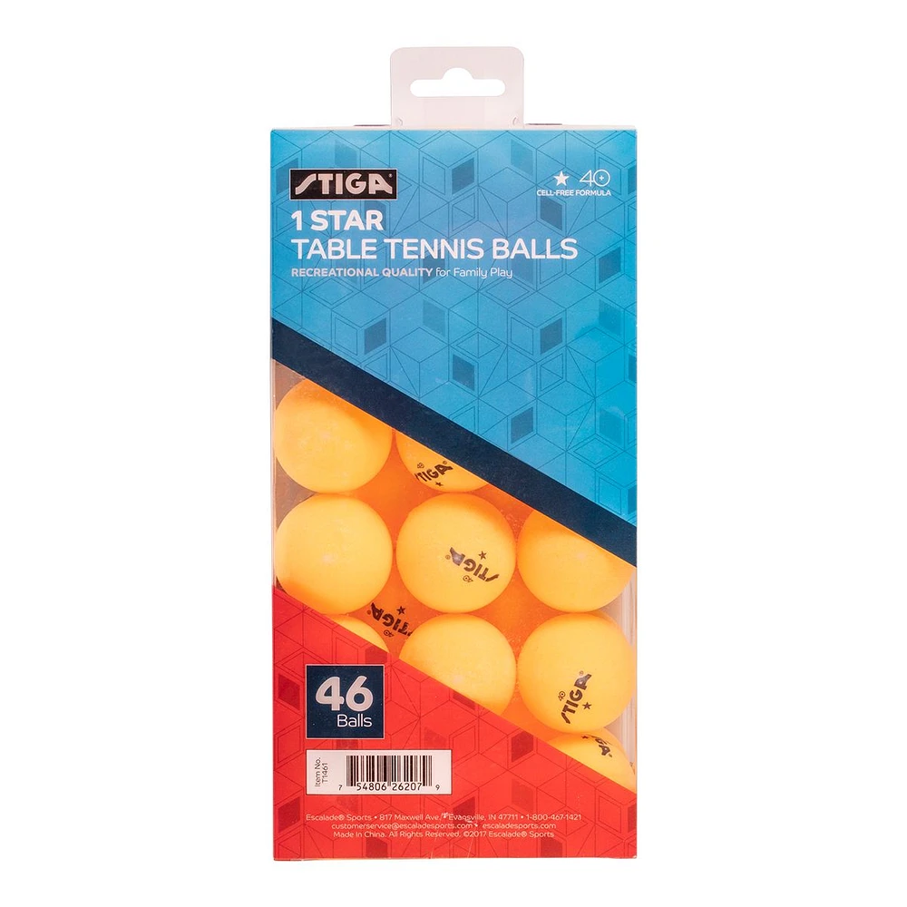 Escalade Stiga 1-Star Table Tennis Balls - 46 Pack