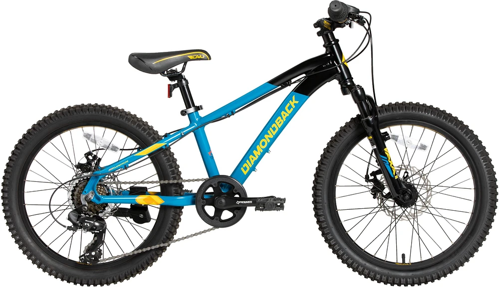 Diamondback Kids' Snake 20" Mountain Bike, 7 Speed, Aluminum Frame, Mechanical Disc Brakes