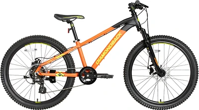 Diamondback Kids' Flowdown 24" Junior Mountain Bike, 7 Speed, Aluminum Frame, Mechanical Disc Brakes,