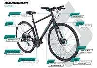 Diamondback Lachine 700C Hybrid Bike, 27 Speed, Aluminum Frame, Tektro Disc Brakes, Commuter