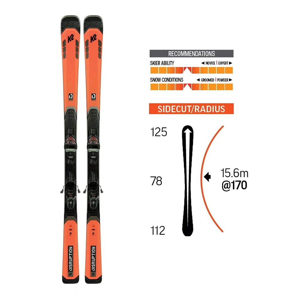 K2 Disruption 78C Men's Skis 2020/21 & Marker M3 11 Compact Bindings