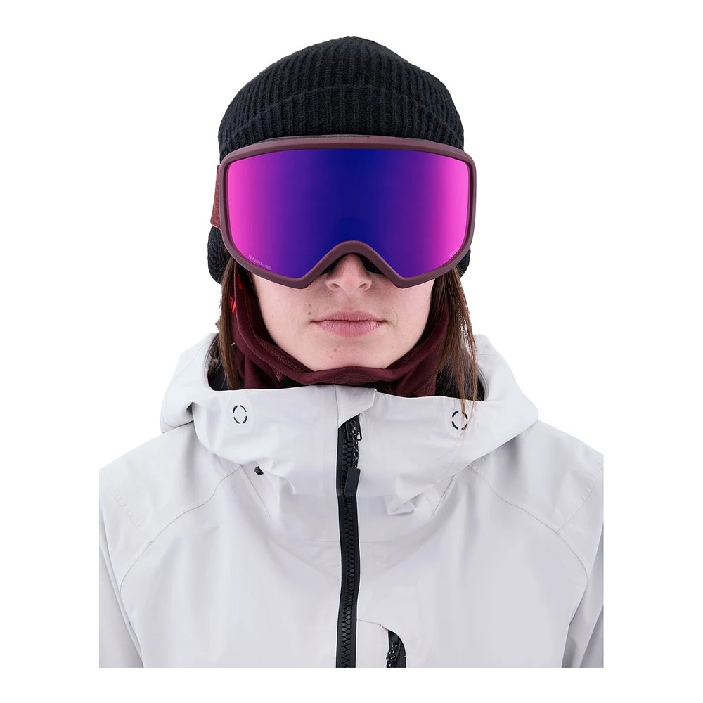 Anon Deringer Women's Ski & Snowboard Goggles 2023 Mulberry with Perceive Red Lens