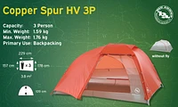 Big Agnes Copper Spur HV UL3 Freestanding Ultralight Comfortable 3 Person Backpacking Tent