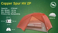 Big Agnes Copper Spur HV UL2 Freestanding Ultralight Comfortable 2 Person Backpacking Tent