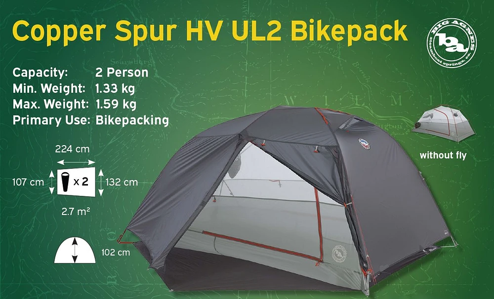 Big Agnes Copper Spur HV UL2 Bikepack 2 Person Tent