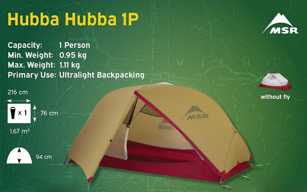 MSR Hubba Hubba Freestanding Lightweight 1 Person Tent