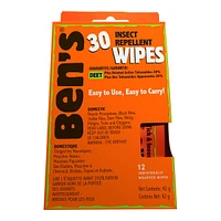 Ben's 30% Deet Tick and Insect Repellent Field Wipes