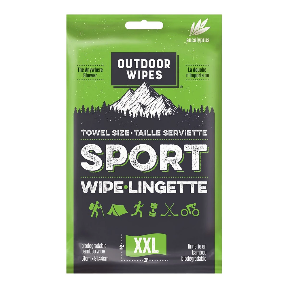 Outdoor Wipes Towel Sized Eucalyptus Sport Wipes