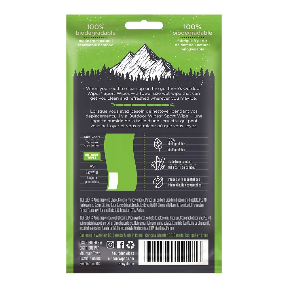 Outdoor Wipes Towel Sized Eucalyptus Sport Wipes