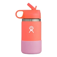 Hydroflask Kids Wide Mouth 12 oz Water Bottle, Straw Lid, Insulated Stainless Steel