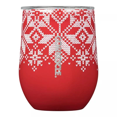 Corkcicle Fairisle 12 oz Wine Tumbler, Sliding Lid, Insulated Stainless Steel