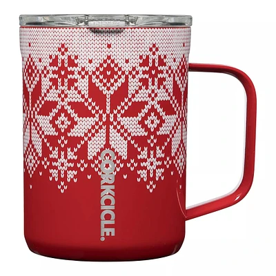 Corkcicle Fiarisle 16 oz Mug, Sliding Lid, Insulated Stainless Steel