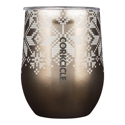 Corkcicle Fairisle Stemless 12 oz Tumbler, Sliding Lid