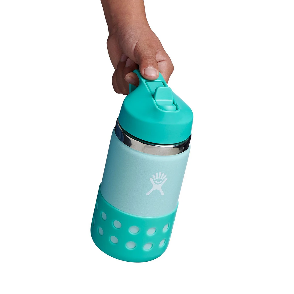 Hydro Flask Kid's Wide Mouth 12 oz Insulated Stainless Steel Water Bottle with Straw Lid