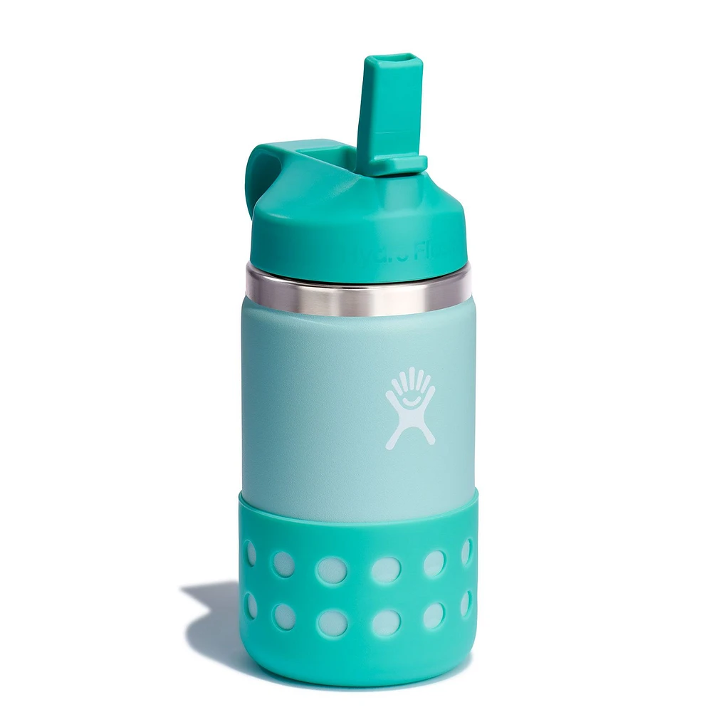 Hydro Flask Kid's Wide Mouth 12 oz Insulated Stainless Steel Water Bottle with Straw Lid