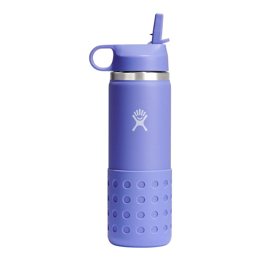 Hydro Flask Kid's Wide Mouth 20 oz Insulated Stainless Steel Water Bottle with Straw Cap