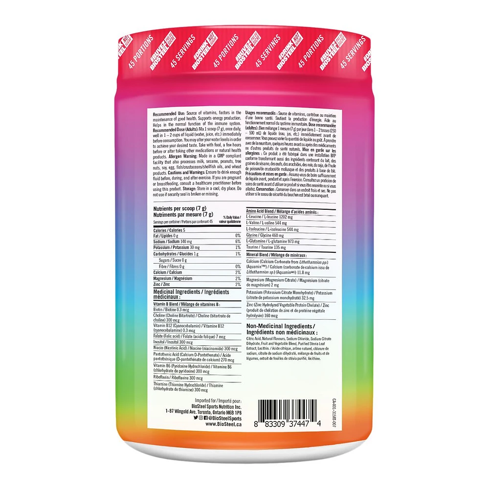 BioSteel Rainbow Twist High Performance Sports Hydration Mix Tub Powder 315G