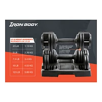 Iron Body Fitness Adjustable 25 lbs Dumbbells Set - Pair