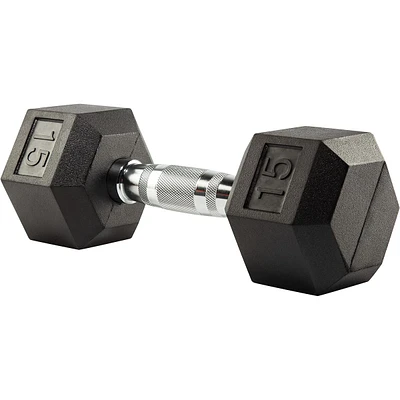 Evoke 15 lb Rubber Hex Dumbbell