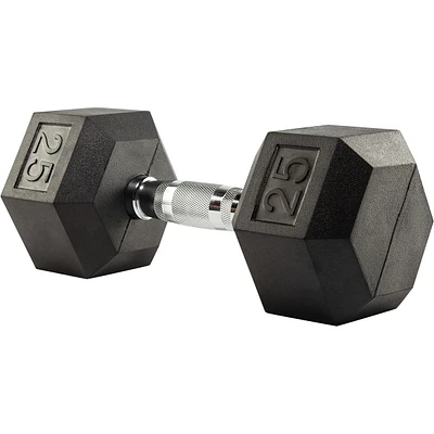 Evoke 25 lb Rubber Hex Dumbbell