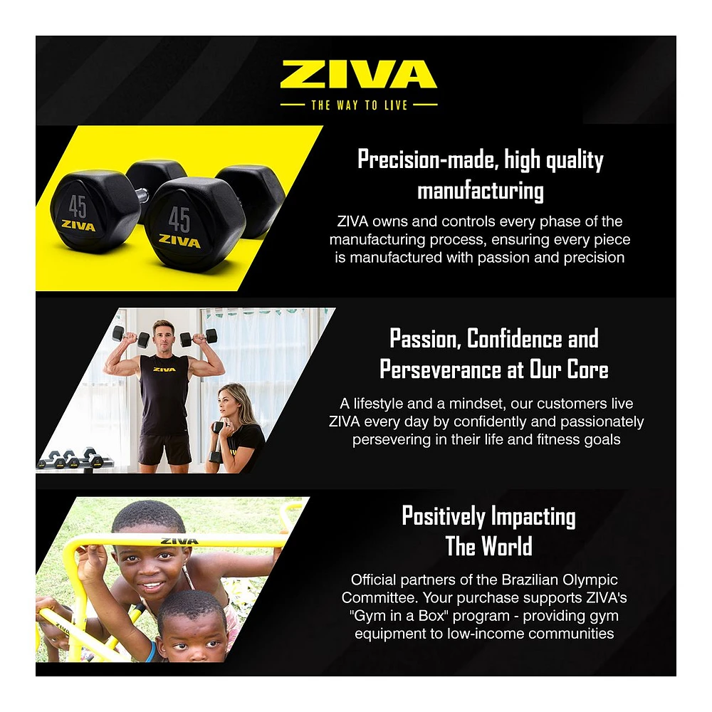 Ziva RPU lb Hexagon Dumbbell Set