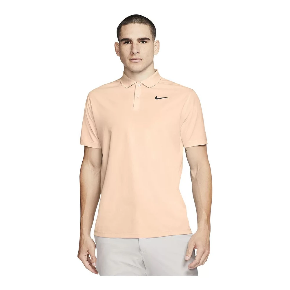 Nike Golf Men's Victory Solid Short Sleeve Button Down Polo T Shirt, Relaxed Fit