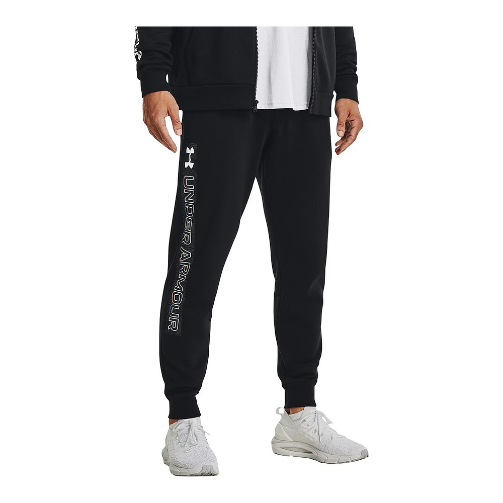 Under Armour Men's Rival Graphic Sweatpants, Fleece, Tapered, Loose, Joggers