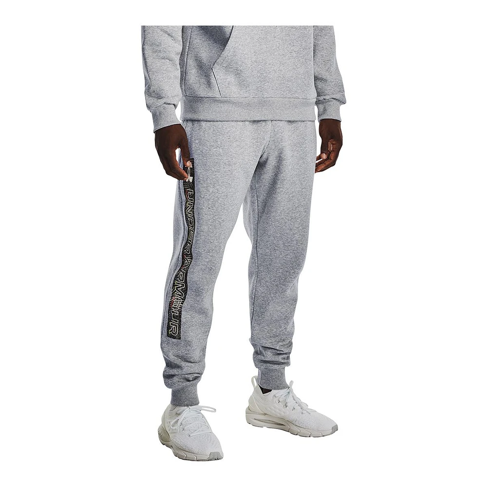 Under Armour Men's Rival Graphic Sweatpants, Fleece, Tapered, Loose, Joggers