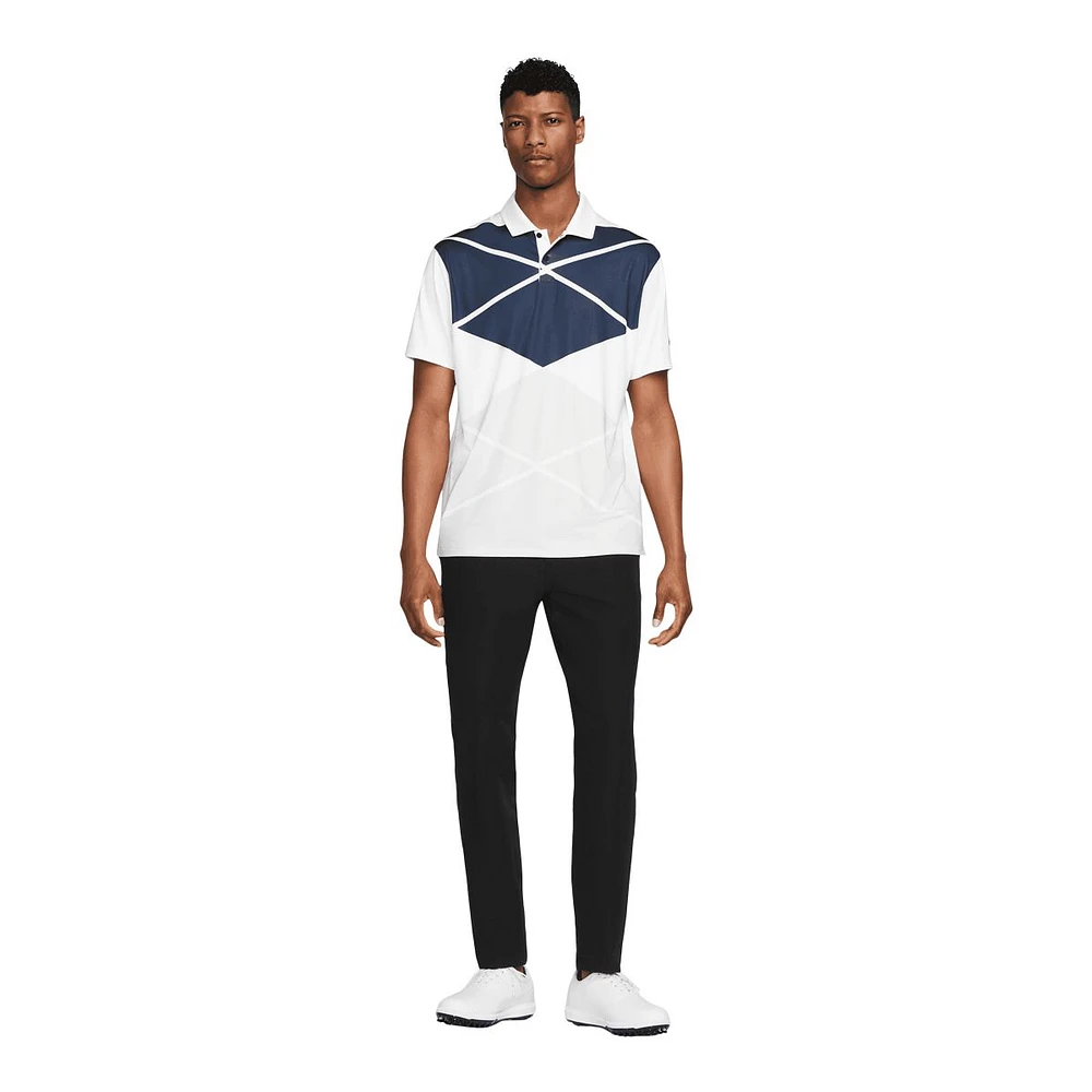 Nike Golf Men's Vapor Argyle Short Sleeve Button Down Polo T Shirt, Dri-Fit