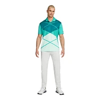 Nike Golf Men's Vapor Argyle Short Sleeve Button Down Polo T Shirt, Dri-Fit