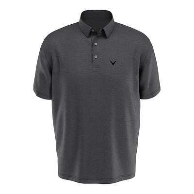 Callaway Men's Heathered Texture Short Sleeve Golf Polo T Shirt, UPF 50