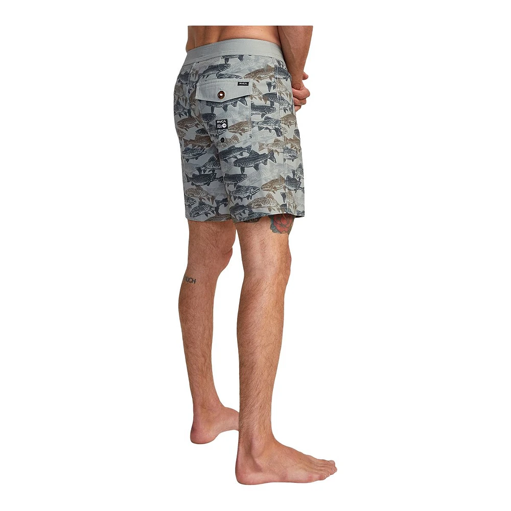 RVCA Men's Horton Fish Camo Swim Boardshorts, 18", 4-Way Stretch