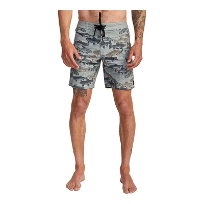 RVCA Men's Horton Fish Camo Swim Boardshorts, 18", 4-Way Stretch