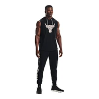 Under Armour Men's Project Rock Terry Bull Sleeveless Hoodie, Kangaroo Pocket