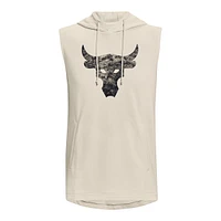 Under Armour Men's Project Rock Terry Bull Sleeveless Hoodie, Kangaroo Pocket